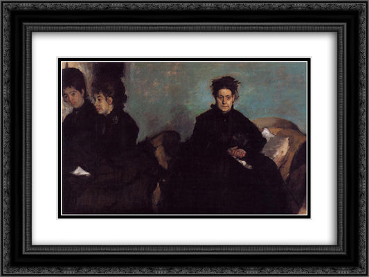 The Duchess de Montejasi and her daughters Elena and Camilla 24x18 Black Ornate Wood Framed Art Print Poster with Double Matting by Degas, Edgar