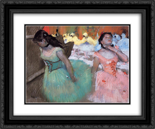 The Entrance of the Masked Dancers 24x20 Black Ornate Wood Framed Art Print Poster with Double Matting by Degas, Edgar