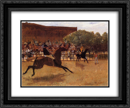 The False Start 24x20 Black Ornate Wood Framed Art Print Poster with Double Matting by Degas, Edgar
