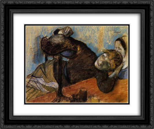 The Milliner 24x20 Black Ornate Wood Framed Art Print Poster with Double Matting by Degas, Edgar