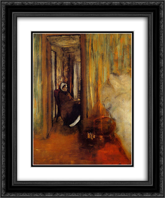 The Nurse 20x24 Black Ornate Wood Framed Art Print Poster with Double Matting by Degas, Edgar