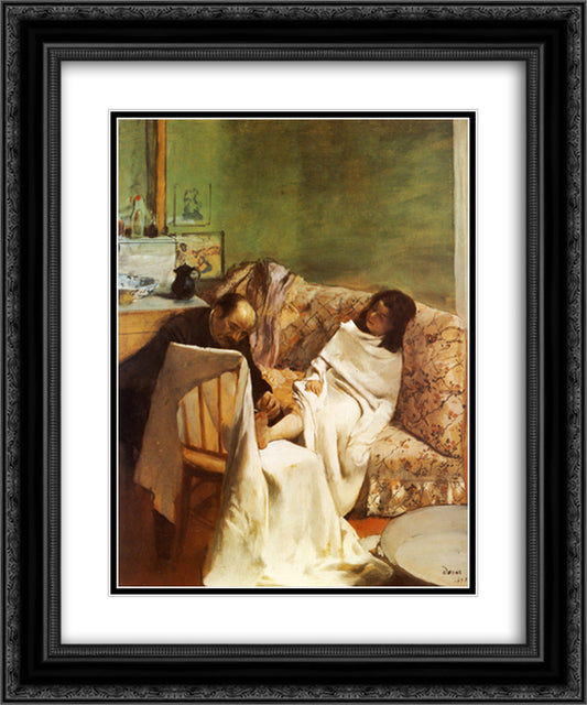 The Pedicure 20x24 Black Ornate Wood Framed Art Print Poster with Double Matting by Degas, Edgar
