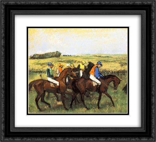 The Racecourse 22x20 Black Ornate Wood Framed Art Print Poster with Double Matting by Degas, Edgar