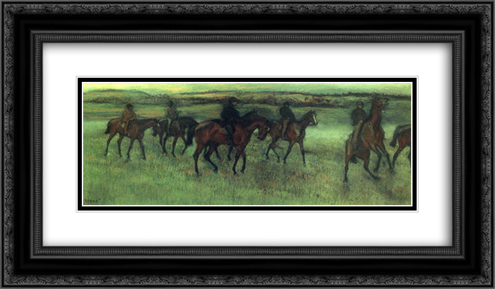 The Riders 24x14 Black Ornate Wood Framed Art Print Poster with Double Matting by Degas, Edgar