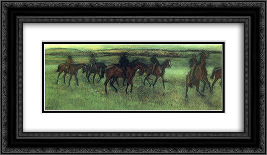 The Riders 24x14 Black Ornate Wood Framed Art Print Poster with Double Matting by Degas, Edgar