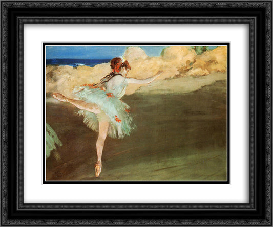 The Star - Dancer on Pointe 24x20 Black Ornate Wood Framed Art Print Poster with Double Matting by Degas, Edgar