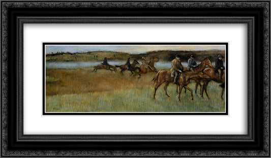 The Trainers 24x14 Black Ornate Wood Framed Art Print Poster with Double Matting by Degas, Edgar