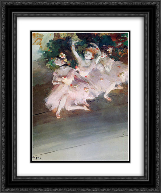 Three Ballet Dancers 20x24 Black Ornate Wood Framed Art Print Poster with Double Matting by Degas, Edgar