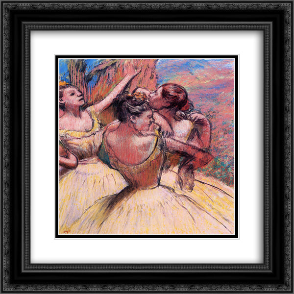 Three Dancers 20x20 Black Ornate Wood Framed Art Print Poster with Double Matting by Degas, Edgar