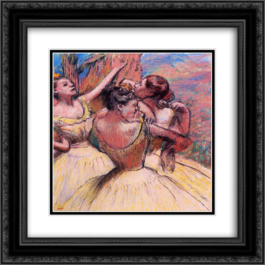 Three Dancers 20x20 Black Ornate Wood Framed Art Print Poster with Double Matting by Degas, Edgar