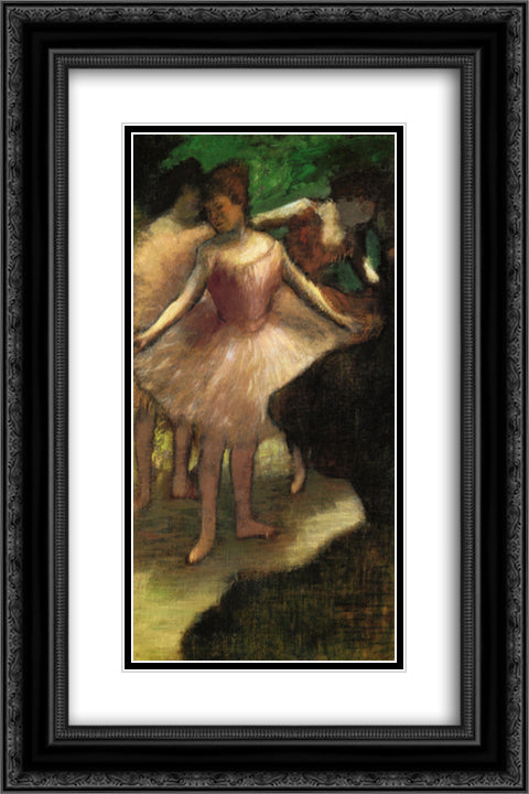 Three Dancers in Pink 16x24 Black Ornate Wood Framed Art Print Poster with Double Matting by Degas, Edgar