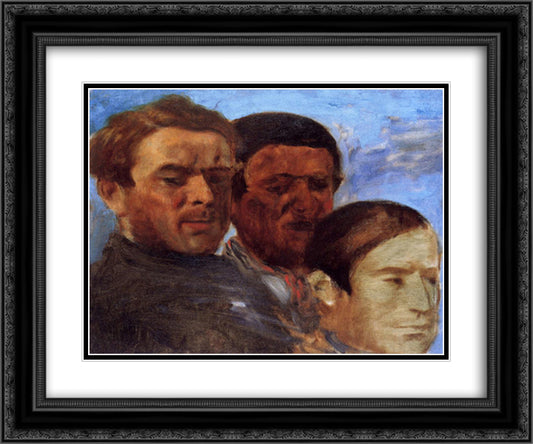 Three Heads 24x20 Black Ornate Wood Framed Art Print Poster with Double Matting by Degas, Edgar