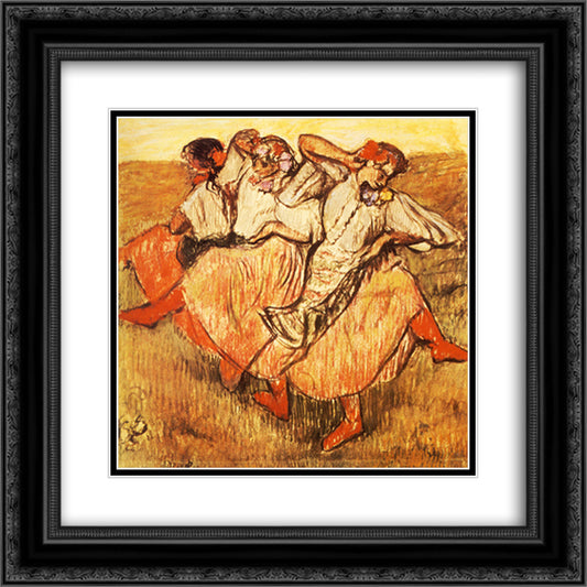 Three Russian Dancers 20x20 Black Ornate Wood Framed Art Print Poster with Double Matting by Degas, Edgar