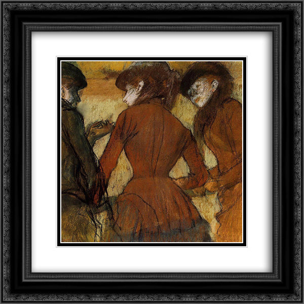 Three Women at the Races 20x20 Black Ornate Wood Framed Art Print Poster with Double Matting by Degas, Edgar