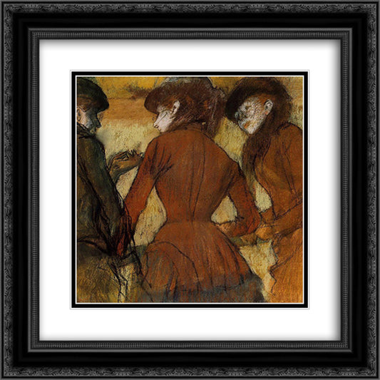 Three Women at the Races 20x20 Black Ornate Wood Framed Art Print Poster with Double Matting by Degas, Edgar