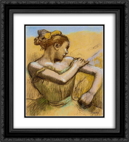 Torso of a Dancer 20x22 Black Ornate Wood Framed Art Print Poster with Double Matting by Degas, Edgar