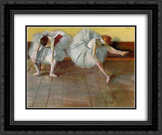 Two Ballet Dancers 24x20 Black Ornate Wood Framed Art Print Poster with Double Matting by Degas, Edgar