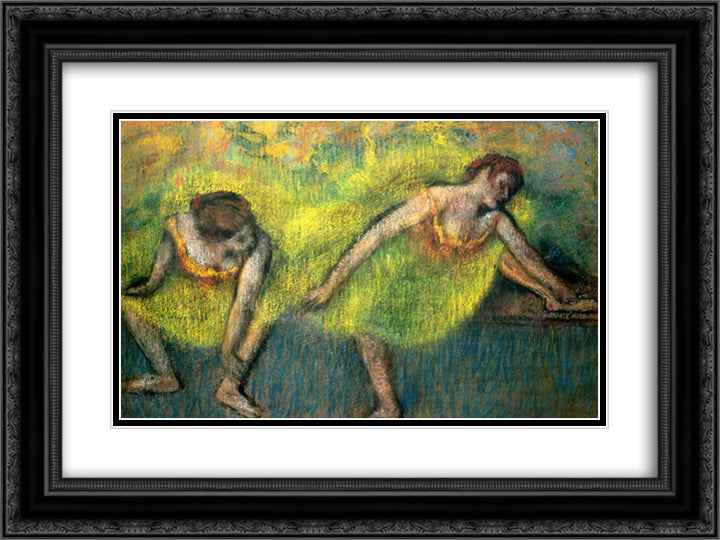 Two Dancers at Rest 24x18 Black Ornate Wood Framed Art Print Poster with Double Matting by Degas, Edgar
