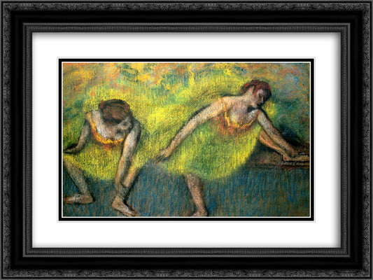 Two Dancers at Rest 24x18 Black Ornate Wood Framed Art Print Poster with Double Matting by Degas, Edgar