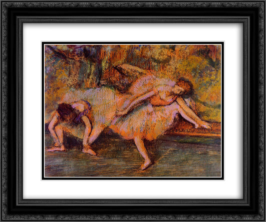 Two Dancers on a Bench 24x20 Black Ornate Wood Framed Art Print Poster with Double Matting by Degas, Edgar