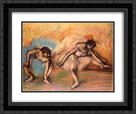 Two Dancers Resting 24x20 Black Ornate Wood Framed Art Print Poster with Double Matting by Degas, Edgar