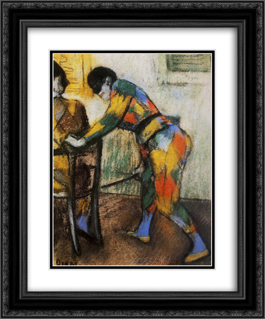 Two harlequins 20x24 Black Ornate Wood Framed Art Print Poster with Double Matting by Degas, Edgar