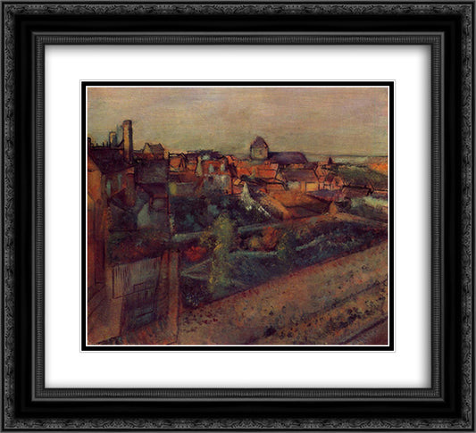 View of Saint-Valery-sur-Somme 22x20 Black Ornate Wood Framed Art Print Poster with Double Matting by Degas, Edgar