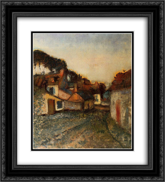 Village Street 20x22 Black Ornate Wood Framed Art Print Poster with Double Matting by Degas, Edgar