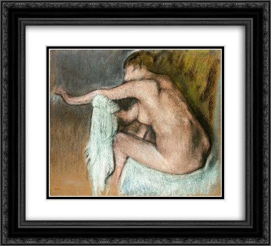 Woman Drying her Arm 22x20 Black Ornate Wood Framed Art Print Poster with Double Matting by Degas, Edgar