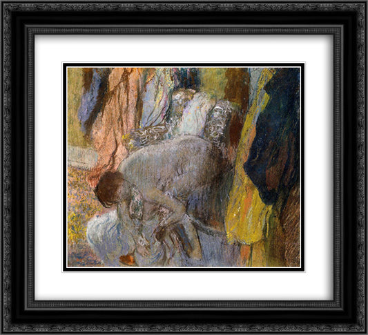 Woman Washing Her Feet 22x20 Black Ornate Wood Framed Art Print Poster with Double Matting by Degas, Edgar