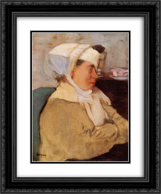 Woman with a Bandage 20x24 Black Ornate Wood Framed Art Print Poster with Double Matting by Degas, Edgar