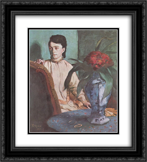 Woman with the Oriental Vase 20x22 Black Ornate Wood Framed Art Print Poster with Double Matting by Degas, Edgar