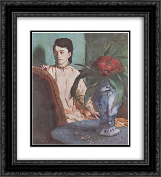 Woman with the Oriental Vase 20x22 Black Ornate Wood Framed Art Print Poster with Double Matting by Degas, Edgar