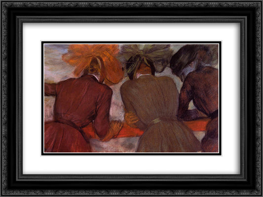 Women Leaning on a Railing 24x18 Black Ornate Wood Framed Art Print Poster with Double Matting by Degas, Edgar