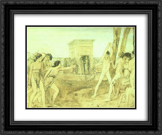 Young Spartans Exercising 24x20 Black Ornate Wood Framed Art Print Poster with Double Matting by Degas, Edgar