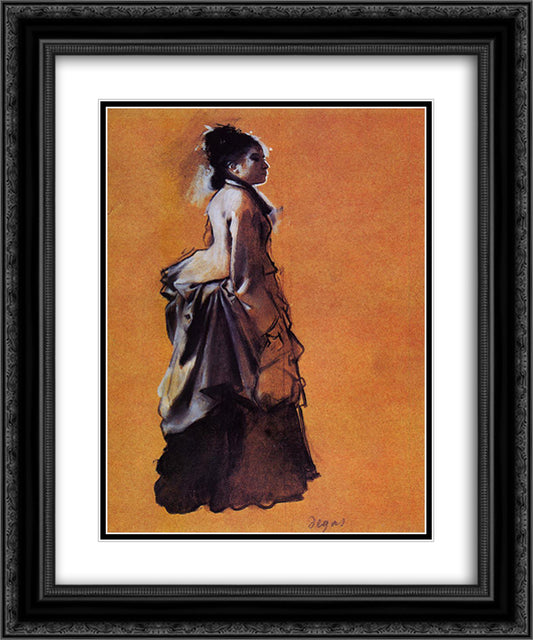 Young Woman in Street Dress 20x24 Black Ornate Wood Framed Art Print Poster with Double Matting by Degas, Edgar