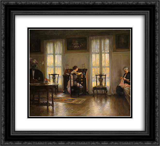 Mother and Mary 22x20 Black Ornate Wood Framed Art Print Poster with Double Matting by Tarbell, Edmund Charles