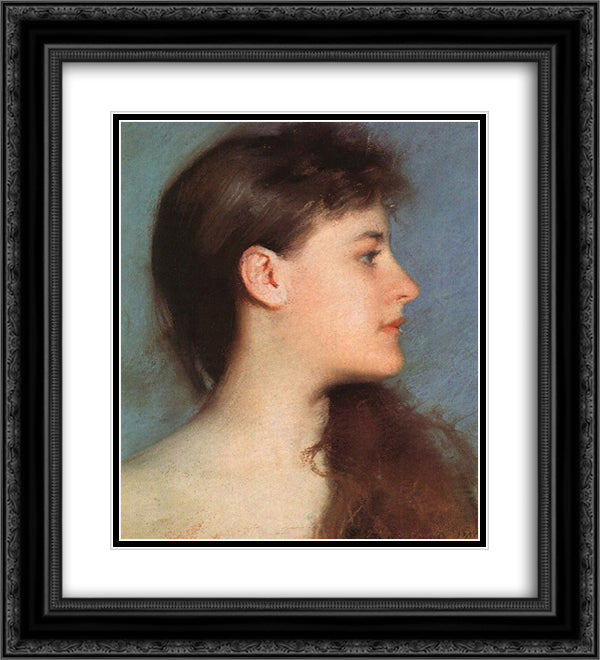 Profile 20x22 Black Ornate Wood Framed Art Print Poster with Double Matting by Tarbell, Edmund Charles