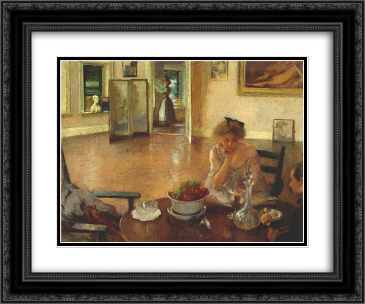 The Breakfast Room 24x20 Black Ornate Wood Framed Art Print Poster with Double Matting by Tarbell, Edmund Charles