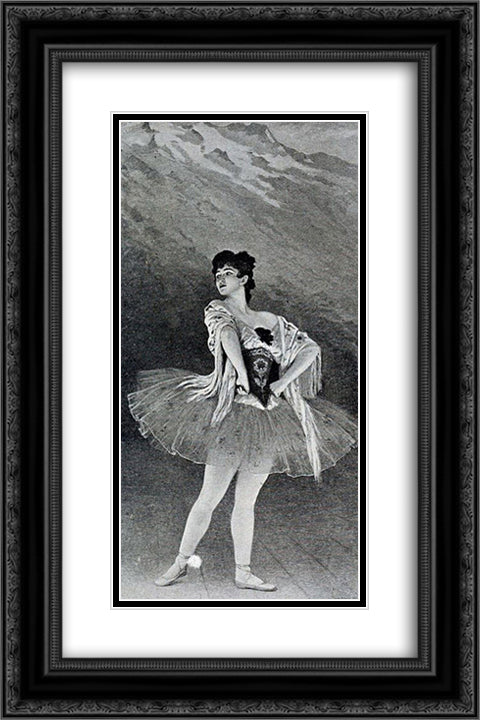 Madame Emma Sandrini. Ballet de la Maladetta 16x24 Black Ornate Wood Framed Art Print Poster with Double Matting by Debat-Ponsan, Jacques
