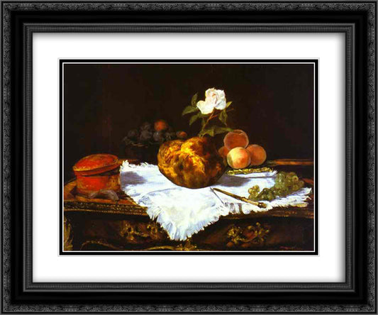 A brioche 24x20 Black Ornate Wood Framed Art Print Poster with Double Matting by Manet, Edouard