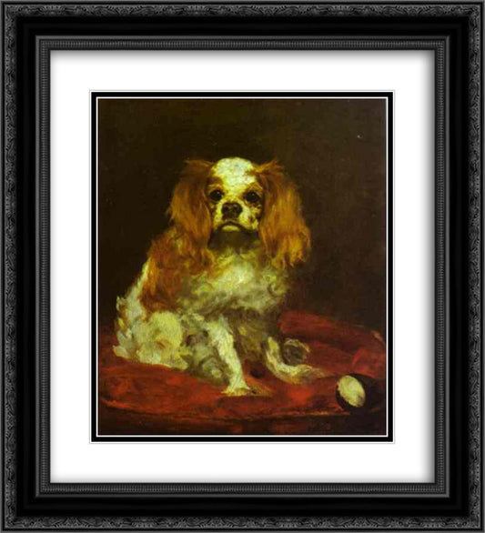 A King Charles Spanie 20x22 Black Ornate Wood Framed Art Print Poster with Double Matting by Manet, Edouard