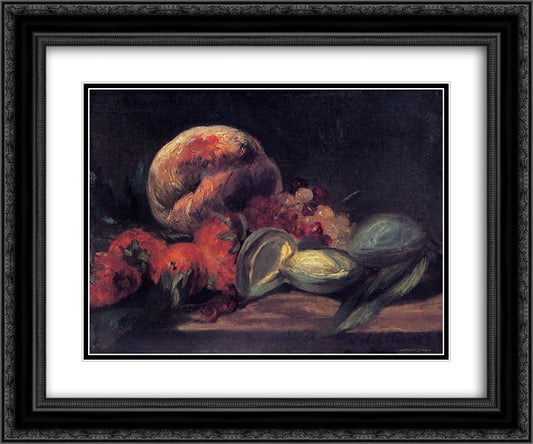 Almonds, currants and peaches 24x20 Black Ornate Wood Framed Art Print Poster with Double Matting by Manet, Edouard