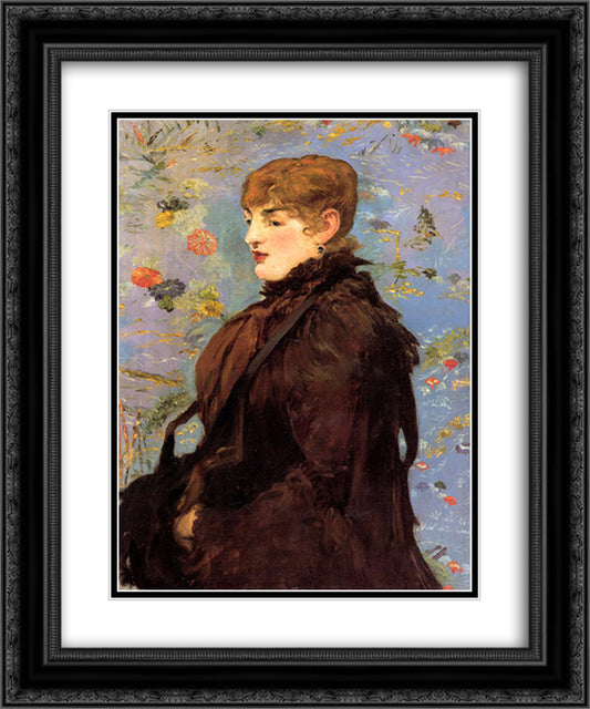 Autumn (Study of Mery Laurent) 20x24 Black Ornate Wood Framed Art Print Poster with Double Matting by Manet, Edouard