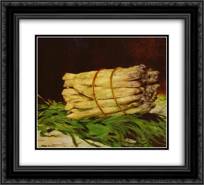 Bundle of aspargus 22x20 Black Ornate Wood Framed Art Print Poster with Double Matting by Manet, Edouard