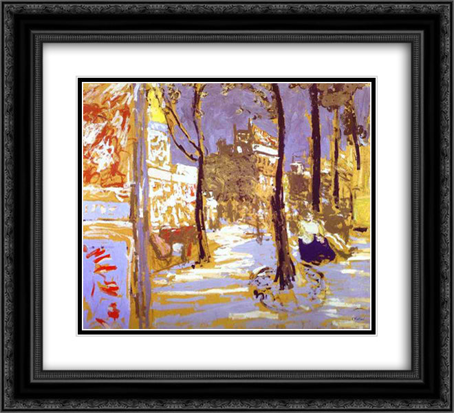 Boulevard of Battignolles 22x20 Black Ornate Wood Framed Art Print Poster with Double Matting by Vuillard, Edouard