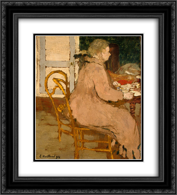 Breakfast 20x22 Black Ornate Wood Framed Art Print Poster with Double Matting by Vuillard, Edouard