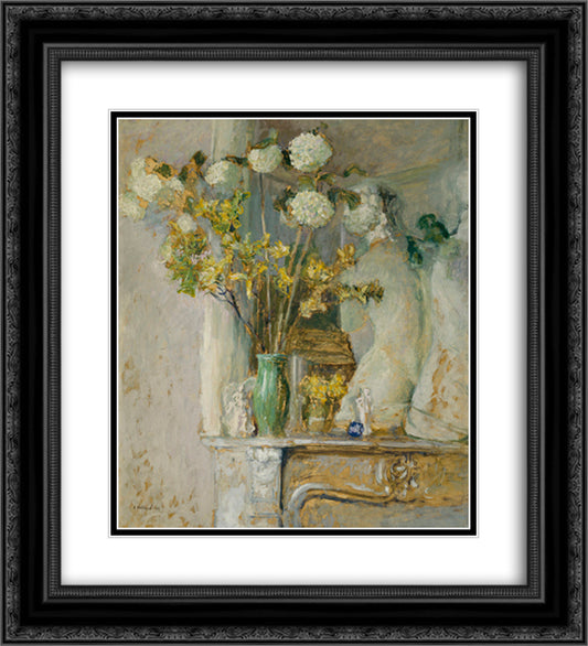 Guelder Roses and the Venus of Milo 20x22 Black Ornate Wood Framed Art Print Poster with Double Matting by Vuillard, Edouard