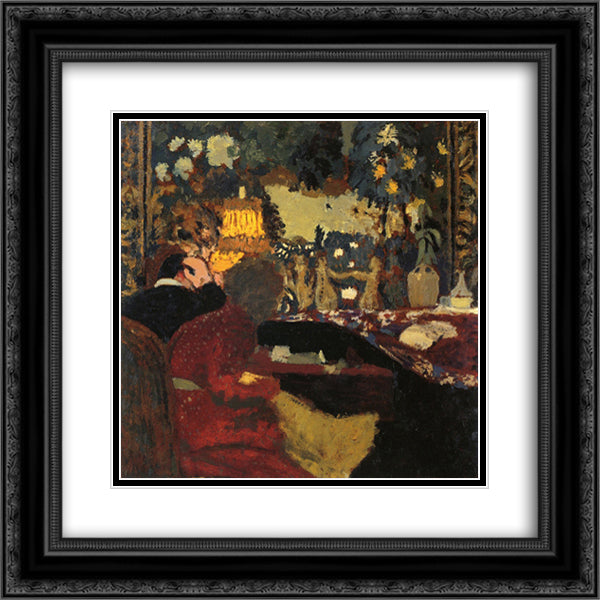 In front of a Tapestry 20x20 Black Ornate Wood Framed Art Print Poster with Double Matting by Vuillard, Edouard