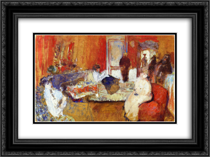 In the Red Room 24x18 Black Ornate Wood Framed Art Print Poster with Double Matting by Vuillard, Edouard